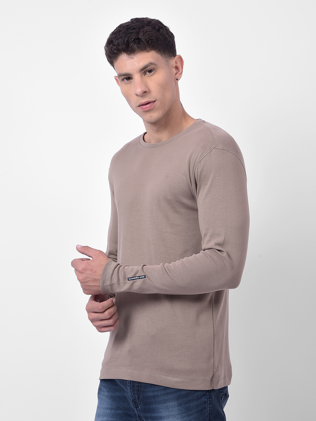 Numero Uno Men Brown Crew Neck Slim Fit T-Shirt